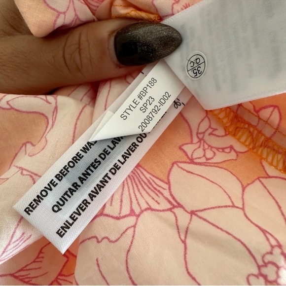 J. CREW Tie Front 100% Cotton Poplin Midi Loose Fit Dress in Orange Floral Small - Picture 14 of 15